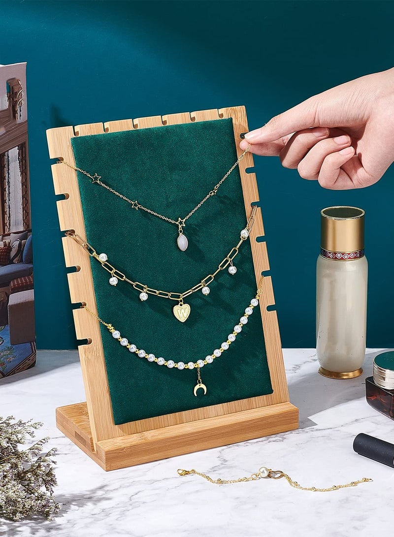Excefore Necklace Jewelry Display Stand, Slots Lightweight Wooden Necklace Display Holder with Leather Soft Mat, Long Chain Jewelry Organizer, Bracelet Display Board for Pendant Necklace - Image 5