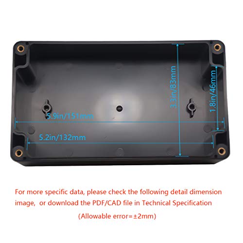 Zulkit Junction Box, Zulkit Project Box IP65 Waterproof Outdoor Box ABS Plastic Electrical Boxes Electronic Enclosure Black 6.22 x 3.54 x 2.36 inch (158 x 90 x 60 mm)(Pack of 2) - Image 5