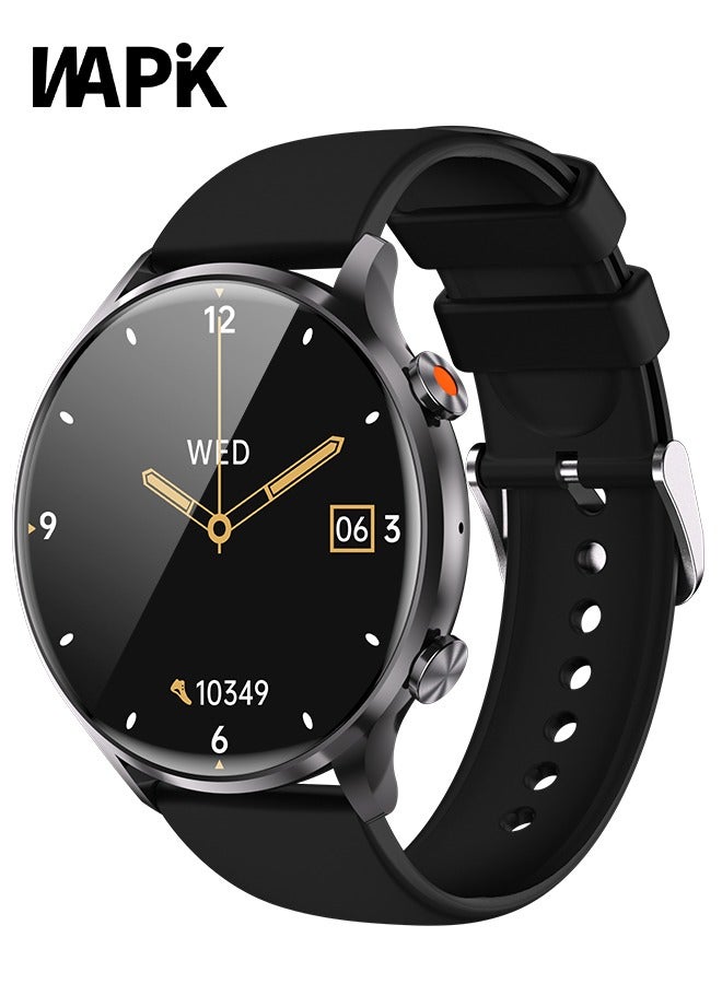 WAPIK Korean Brand Smart Watch Y5，Business Smartwatch, Waterproof Fitness Watch, Bluetooth Calling, Compatible with Android and iOS,Smartwatch For Men, Zinc Alloy Vacuum Plating, Heart Rate Monitoring，Black - Image 1