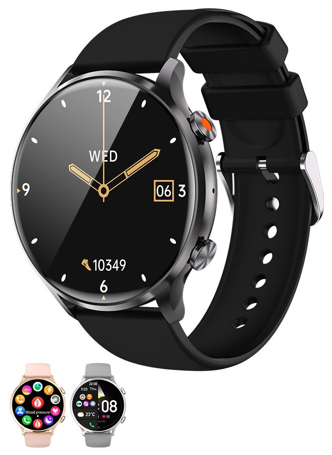 WAPIK Korean Brand Smart Watch Y5，Business Smartwatch, Waterproof Fitness Watch, Bluetooth Calling, Compatible with Android and iOS,Smartwatch For Men, Zinc Alloy Vacuum Plating, Heart Rate Monitoring，Black 