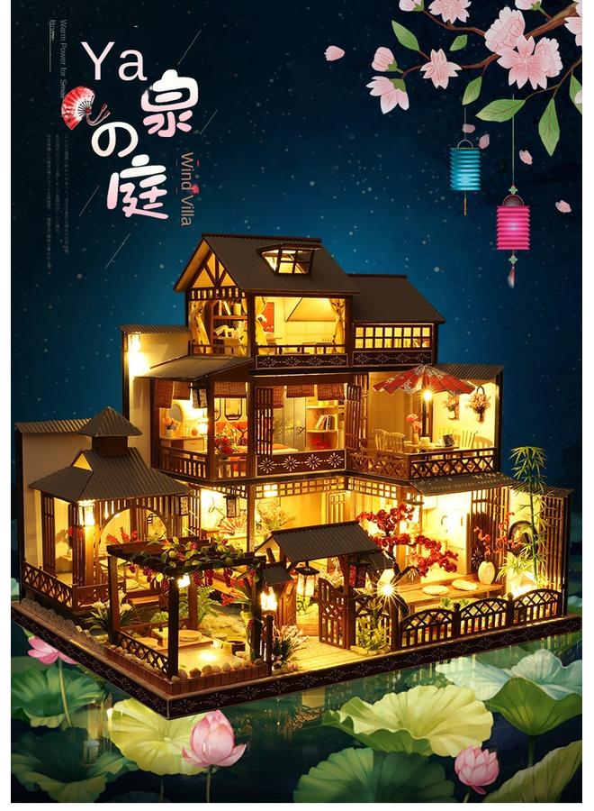 Bluejw DIY Cabin Ya Quan Court Emblem Courtyard Handmade Model Birthday Gift Girl's Antique Villa Doll House - Image 3