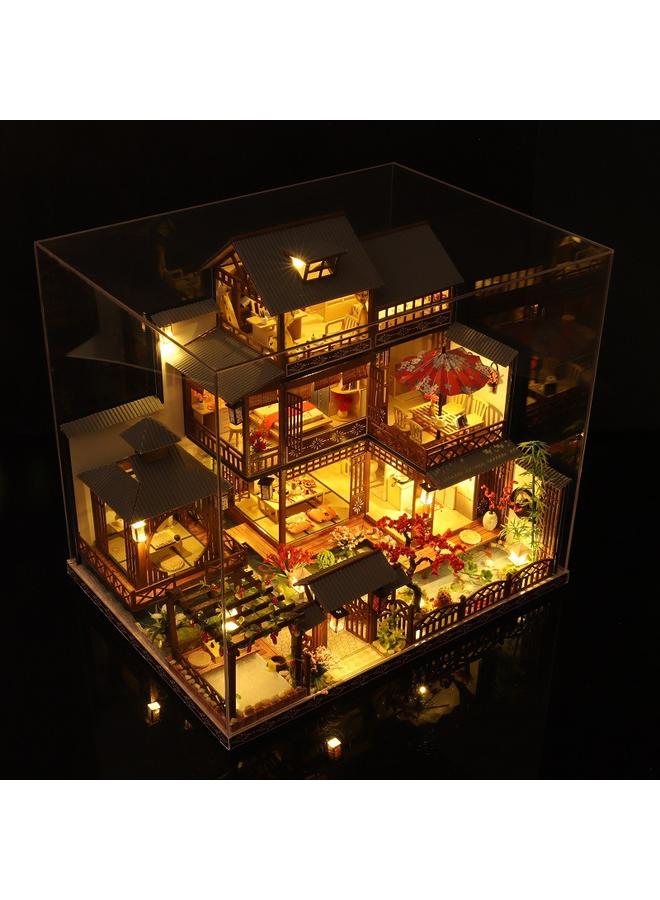 Bluejw DIY Cabin Ya Quan Court Emblem Courtyard Handmade Model Birthday Gift Girl's Antique Villa Doll House - Image 5