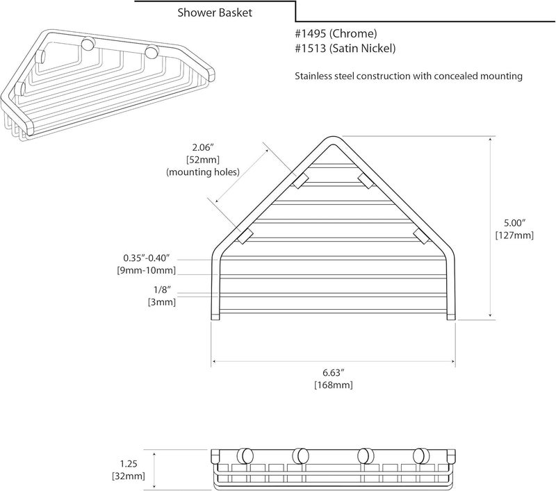 Gatco 1495 7Inch Length Shower or Tub Corner Basket Chrome - Image 3