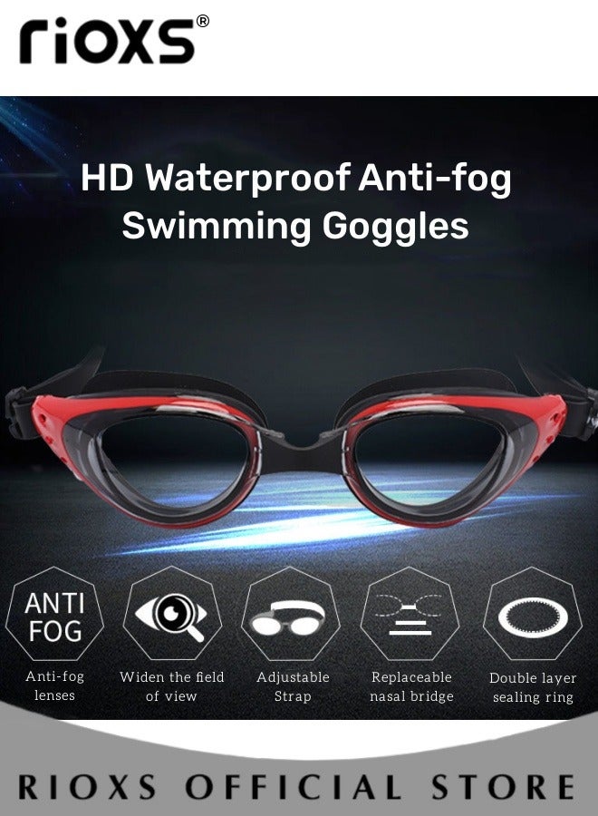 RIOXS Swim Equipment Set Anti-Fog UV Resistant Wide Clear Vision Swimming Goggles and Silicone Swimming Cap with Waterproof Ear Protection for Adults Men and Women - Image 2
