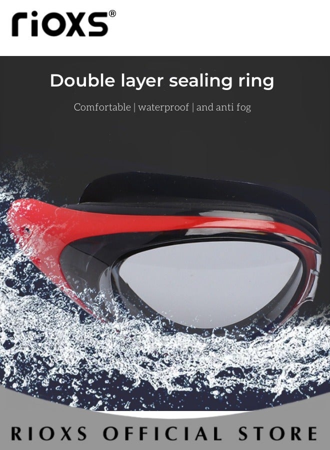 RIOXS Swim Equipment Set Anti-Fog UV Resistant Wide Clear Vision Swimming Goggles and Silicone Swimming Cap with Waterproof Ear Protection for Adults Men and Women - Image 3