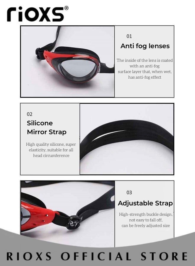 RIOXS Swim Equipment Set Anti-Fog UV Resistant Wide Clear Vision Swimming Goggles and Silicone Swimming Cap with Waterproof Ear Protection for Adults Men and Women - Image 4