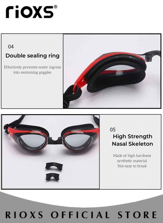 RIOXS Swim Equipment Set Anti-Fog UV Resistant Wide Clear Vision Swimming Goggles and Silicone Swimming Cap with Waterproof Ear Protection for Adults Men and Women - Image 5