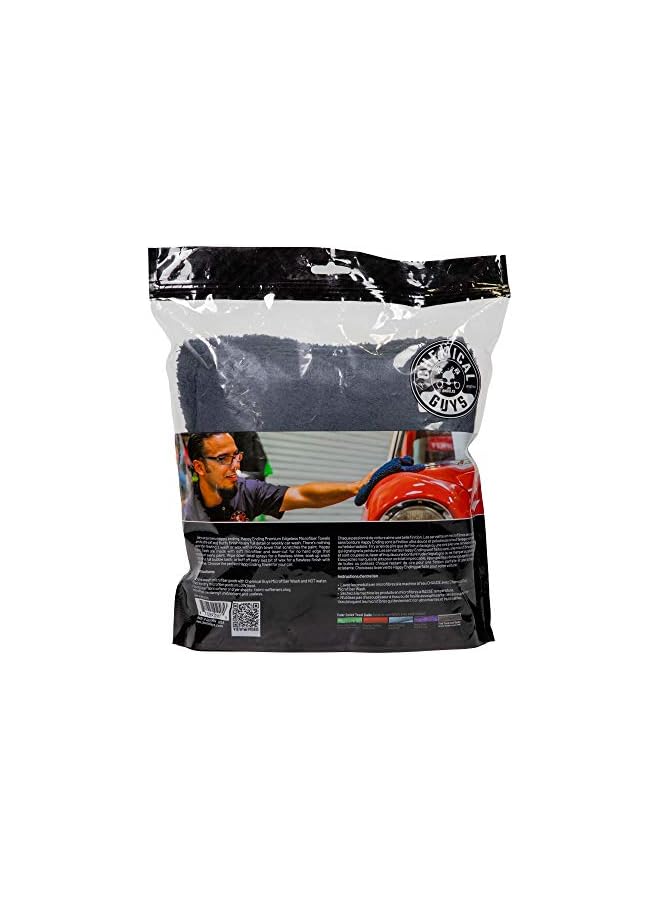 Chemical Guys Happy Ending Edgeless Microfiber Towel, Black, 16" x 16" (3 Pack), MIC34703
