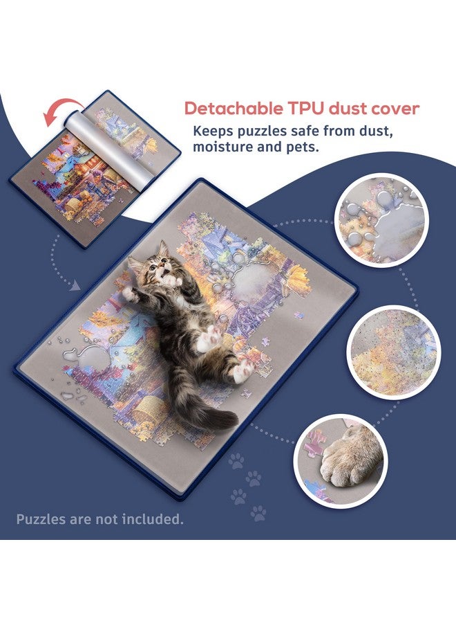 Tektalk Tektalk Jigsaw Puzzle Board with 6 Color Sorting Trays - Portable Puzzle Mat with Non-Slip Surface, Dustproof Cover for Storage, Up to 1000 Pieces - Grey - Image 3