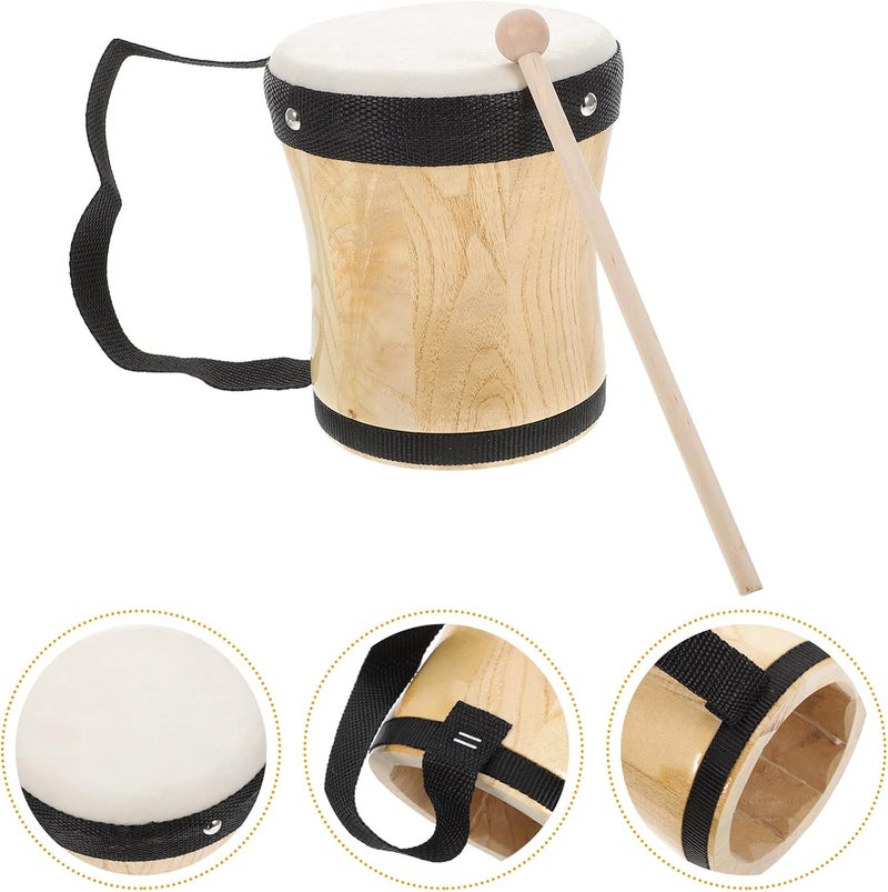 Vaguelly Kid Bongo Drum With Drum Stick Wood Percussion Musical Instrument for Kids Adults Beginners 13cm - Image 3