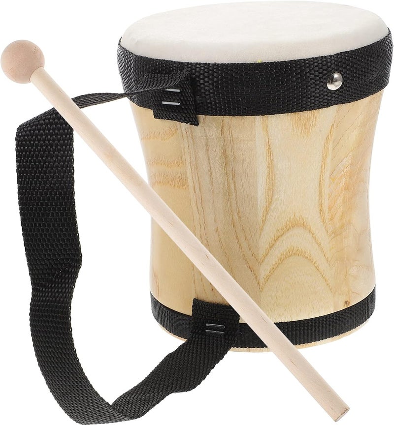 Vaguelly Kid Bongo Drum With Drum Stick Wood Percussion Musical Instrument for Kids Adults Beginners 13cm - Image 1