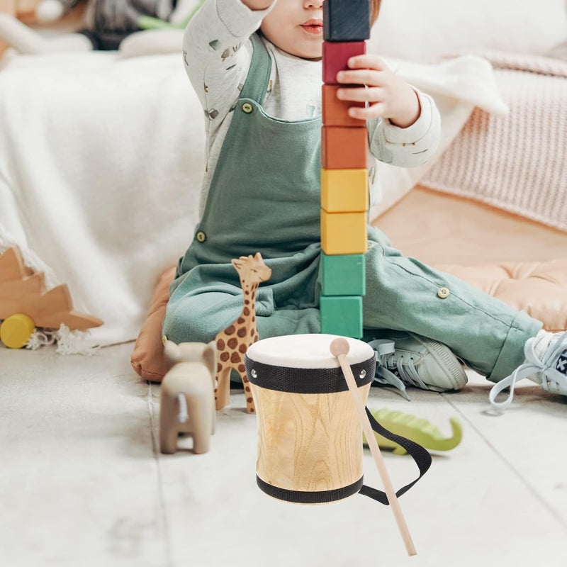 Vaguelly Kid Bongo Drum With Drum Stick Wood Percussion Musical Instrument for Kids Adults Beginners 13cm - Image 5