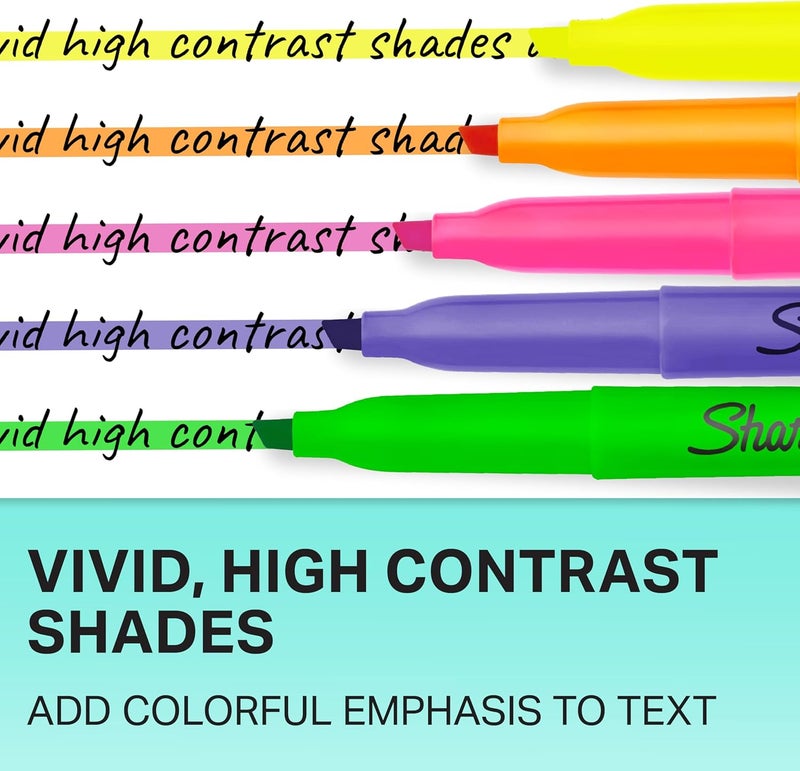Sharpie Pocket Highlighters Narrow Chisel Tip Highlighter Marker Set Pack Of 36 In 6 Assorted Fluorescent And Pastel Highlighters Ideal For Office Teacher And School Supplies - Image 4