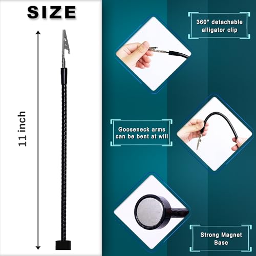 Beclumas 4 Pack Magnetic Helping Hands Soldering,Flexible Gooseneck Metal Arms for Automobile Electronics Soldering jewelry, Painting Art Crafts Hobby with Adjustable Alligator Clips - Image 2