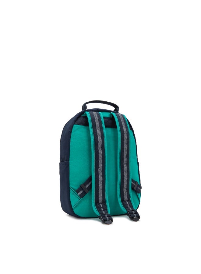 kipling Seoul S small Backpack with Tablet Compartment Blue Green Block - Image 2
