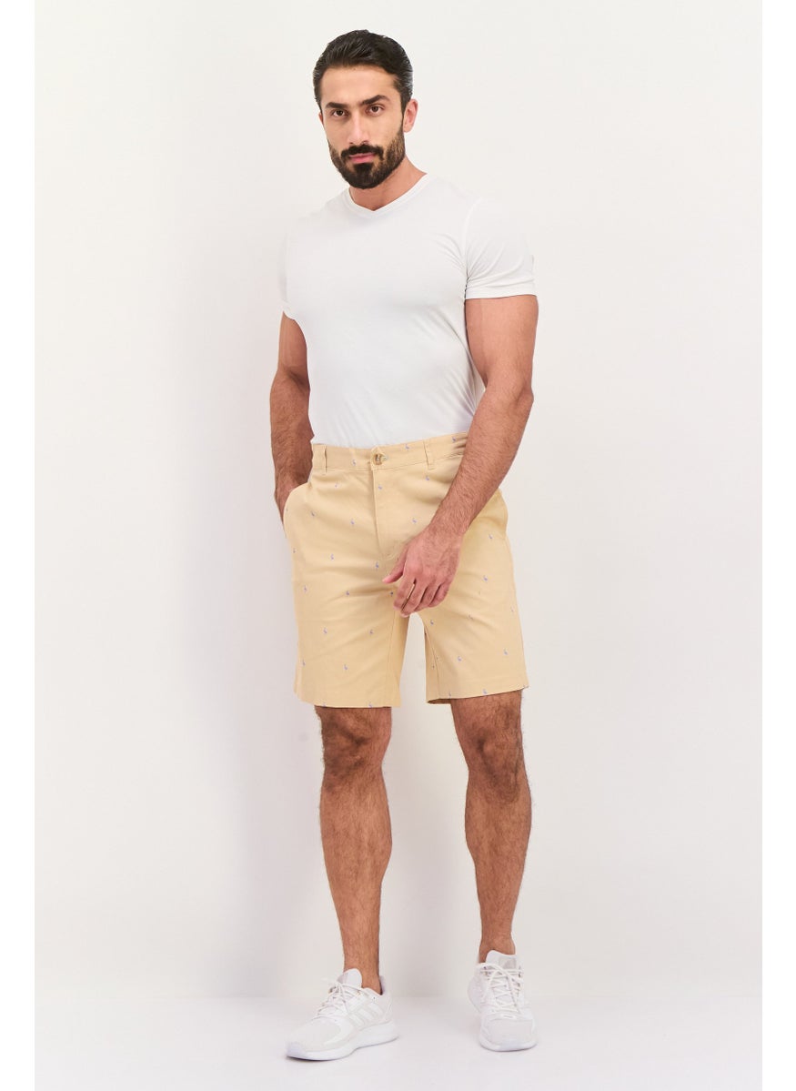 Tailorbyrd Men All Over Printed Chino Short, Beige  - Image 4