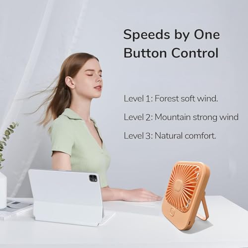 Litehom Small Desk Fan, 2000mAh Rechargeable Fan Battery Powered, 180°Foldable Portable Fan, 3 Speeds Adjustable USB Fan Silent Powerful for Home Office Travel Outdoor (GREEN) - Image 5