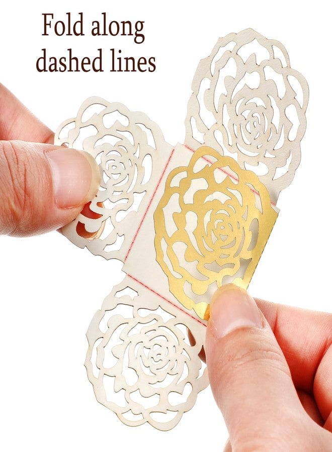 UKCOCO Hollow Rose Lace Paper Truffle Cups 100 Pcs Gold – Food-Safe Floral Design Non-Stick – for Brigadeiro Chocolate Desserts Birthday Wedding Shower Decor for Cupcake Baking Candy Packaging - Image 4