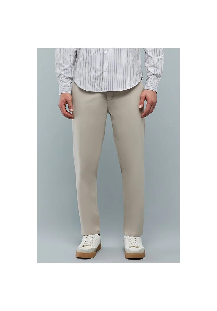 Solid Slim Fit Pants with Button Closure