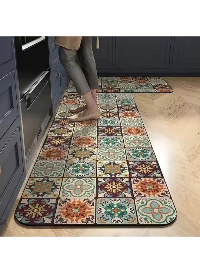 Home-Cloud حصائر مطبخ مطاطية HomeCloud للأرضية مجموعة من 2 قطعة| غير قابلة للانزلاق، سجادات ناعمة ماصة للمطبخ، وغرفة الغسيل، والممر| 120x40 سم، 40x60 سم| سمك 4 مم (بني_متعدد)  - Image 1