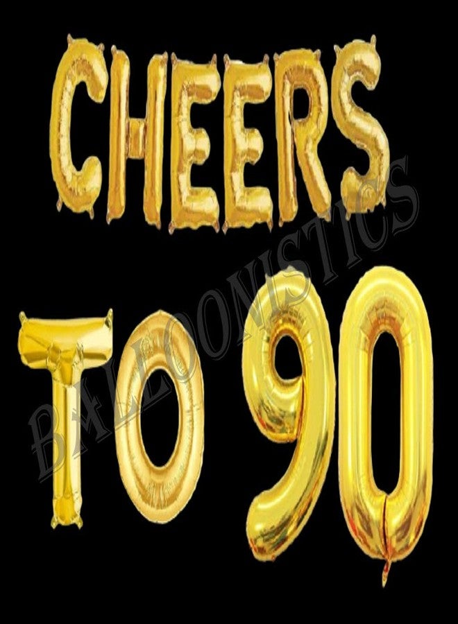 Balloonistics Cheers to Ninety Foil Balloon Combo Number 90 Foil balloon for Birthday and Anniversary - Image 2