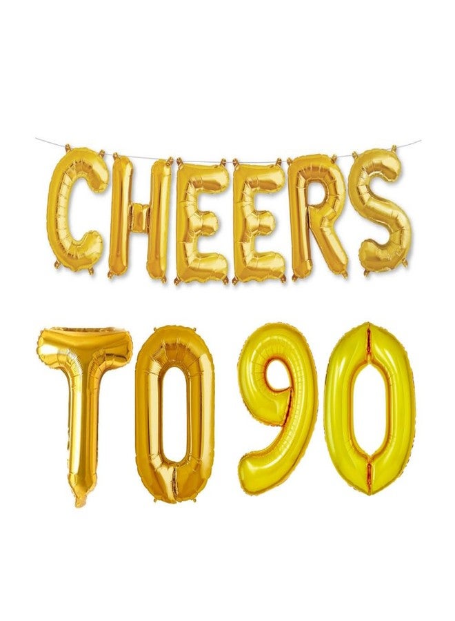 Balloonistics Cheers to Ninety Foil Balloon Combo Number 90 Foil balloon for Birthday and Anniversary - Image 1