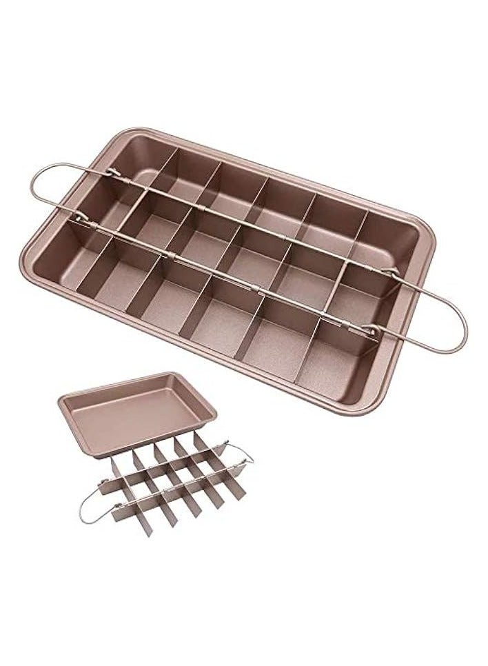 Green Tiger Non Stick Brownie Pans With Dividers, Bronze, 12 By 8 Inches, 7002 - Image 1
