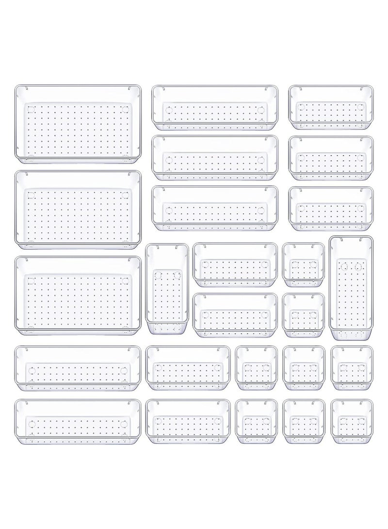 general 25-piece transparent plastic desktop storage box home cosmetic and miscellaneous multifunctional storage box set - Image 2