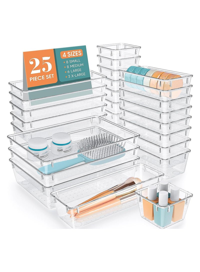 general 25-piece transparent plastic desktop storage box home cosmetic and miscellaneous multifunctional storage box set - Image 1