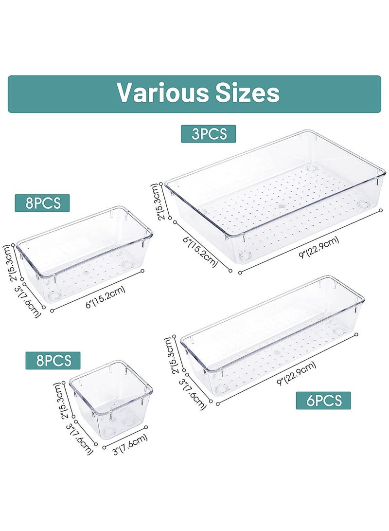 general 25-piece transparent plastic desktop storage box home cosmetic and miscellaneous multifunctional storage box set - Image 3
