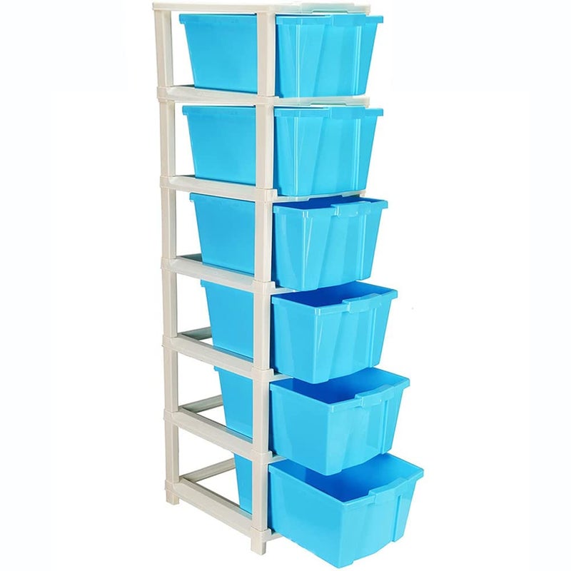 Joyful Studio 6 XlExtra large Modular Drawer Virgin Plastic for Home Office Parlor School Doctor Home and Kids Product Dimension when assembeled 30cmx36cmx118 cm Color Blue - Image 1