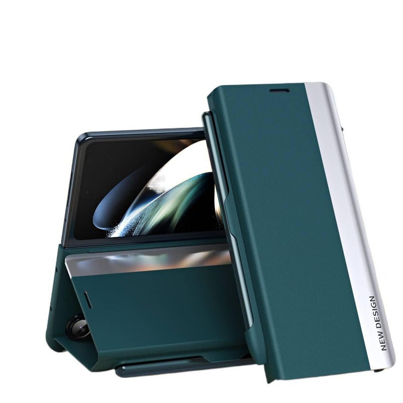 غطاء MagSafe بPC لـ Samsung Galaxy Z Fold 5 مع حامل قائم ومغناطيس قوي مع مقاوم للصدمات مع حماية من السقوط باللون أزرق مغناطيسي بوظيفة حامل للمدرسة للهدايا للطاولة - Image 2
