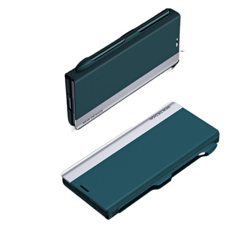 غطاء MagSafe بPC لـ Samsung Galaxy Z Fold 5 مع حامل قائم ومغناطيس قوي مع مقاوم للصدمات مع حماية من السقوط باللون أزرق مغناطيسي بوظيفة حامل للمدرسة للهدايا للطاولة - Image 5
