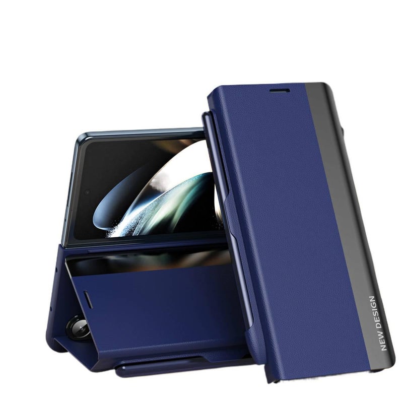 غطاء MagSafe بPC لـ Samsung Galaxy Z Fold 5 مع حامل قائم ومغناطيس قوي مع مقاوم للصدمات مع حماية من السقوط باللون أزرق مغناطيسي بوظيفة حامل للمدرسة للهدايا للطاولة - Image 1