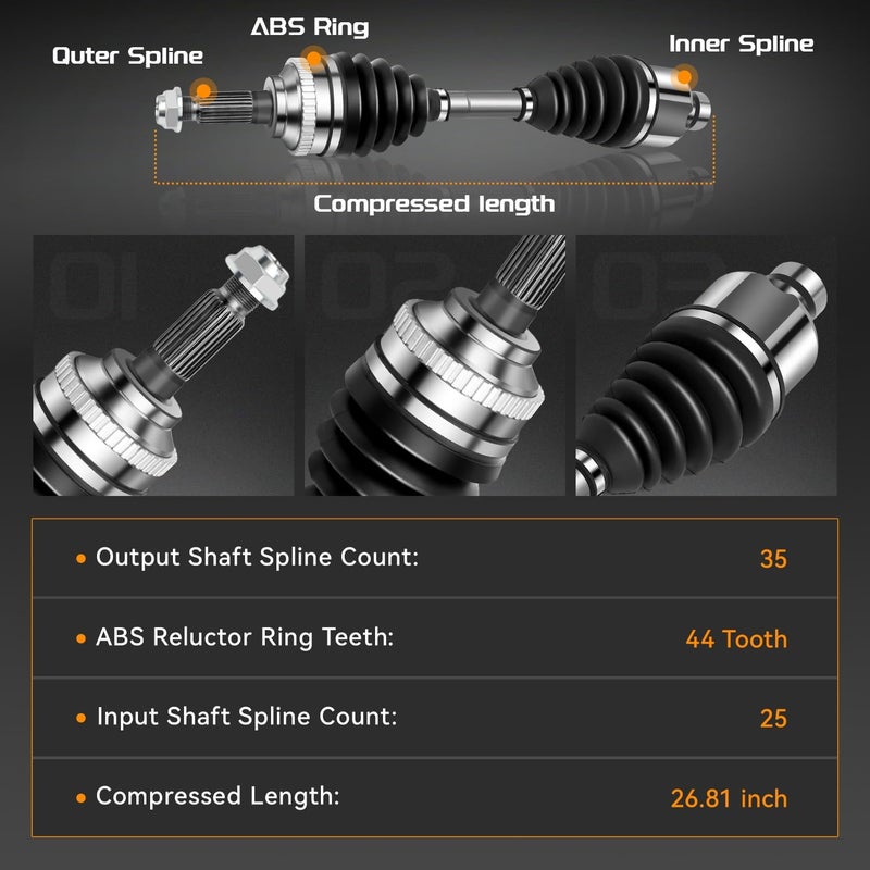 BRTEC Front CV Axle Shaft Assembly for Multiple Toyota Models - Image 2