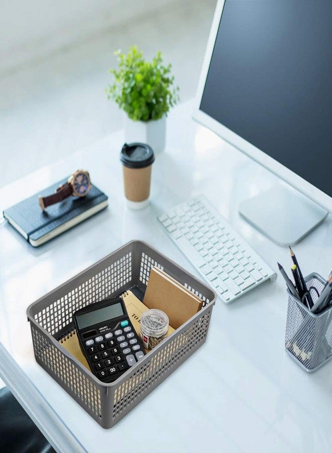Nicesh A4 Size Plastic Basket, Desktop File Storage Organization Tray, Set of 6 (Grey) - Image 4