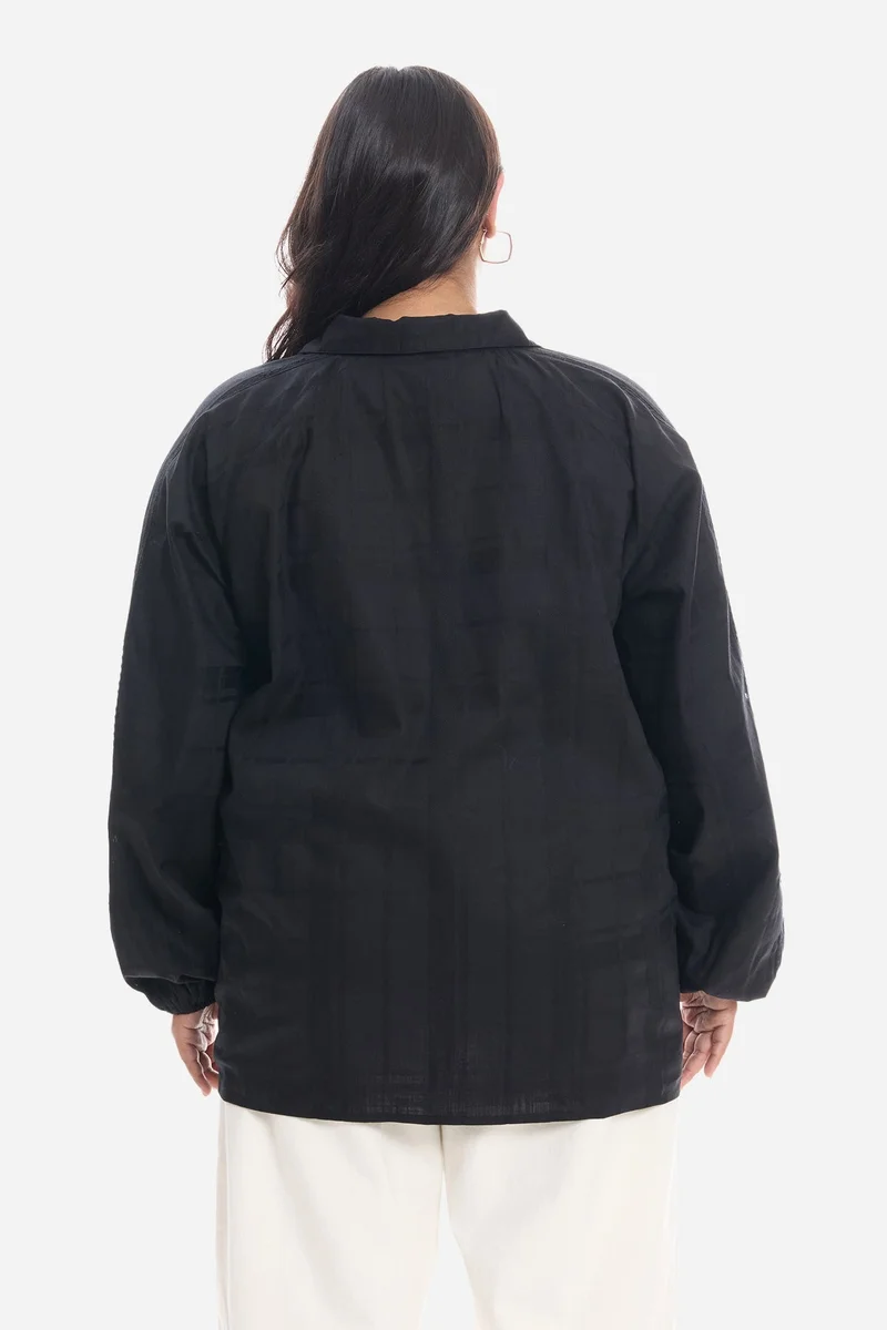 Virgio Black Solid Cotton Lace Embellished Plus Size Shirt for Women for Women | Best Price UAE