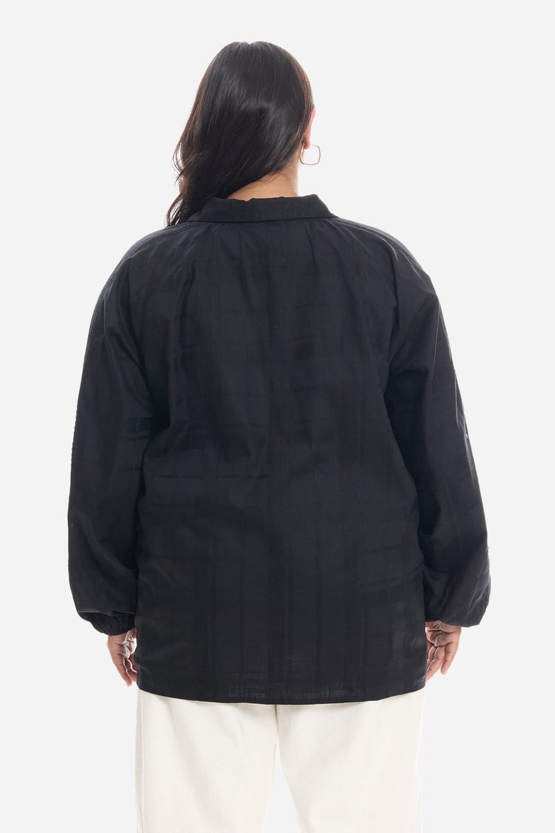 Virgio Solid Cotton Lace Embellished Plus Size Shirt for Women - Image 5