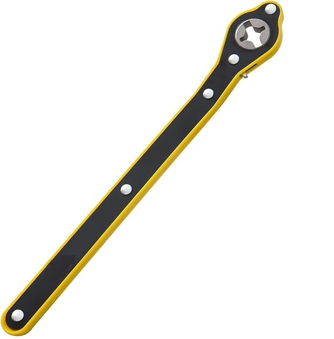 GNEY Heavy Duty Universal Ratchet Scissor Jack Handle Wrench – 13.4" Car Jack Crank Tool with Socket Adapter | Durable Steel Tire Lift Repair Tool for Vehicle, SUV, Trailer, Van, and RV – Yellow & Black - Image 1