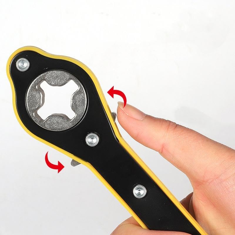 GNEY Heavy Duty Universal Ratchet Scissor Jack Handle Wrench – 13.4" Car Jack Crank Tool with Socket Adapter | Durable Steel Tire Lift Repair Tool for Vehicle, SUV, Trailer, Van, and RV – Yellow & Black - Image 4