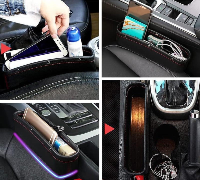 URCHUZE Car Seat Storage Box - PU Leather Organizer for Mobile Phones, Keys, and More (Black) - Image 2