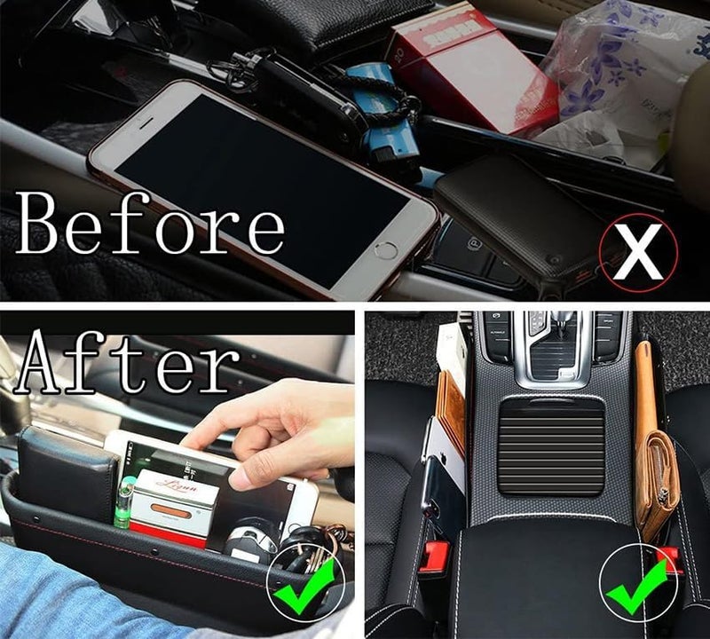 URCHUZE Car Seat Storage Box - PU Leather Organizer for Mobile Phones, Keys, and More (Black) - Image 4