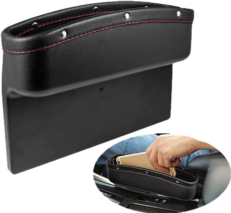 URCHUZE Car Seat Storage Box - PU Leather Organizer for Mobile Phones, Keys, and More (Black) - Image 1