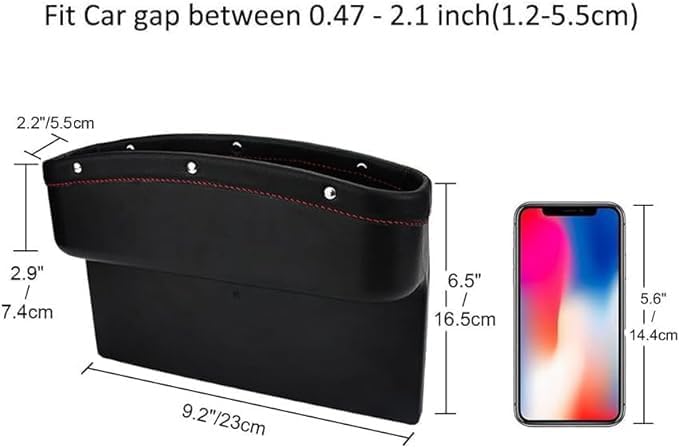 URCHUZE Car Seat Storage Box - PU Leather Organizer for Mobile Phones, Keys, and More (Black) - Image 5