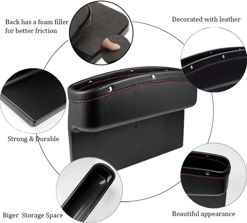 URCHUZE Car Seat Storage Box - PU Leather Organizer for Mobile Phones, Keys, and More (Black) - Image 3