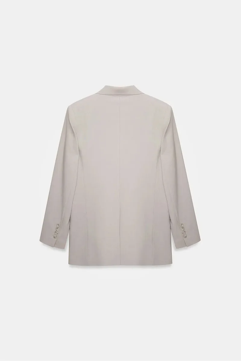 Dilvin Light Grey DILVIN Long Crepe Blazer Jacket for Women | Best Price UAE