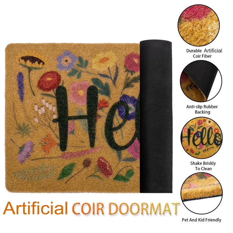 Eohak Spring Welcome Door Mats with Non-Slip Backing Flower Seasonal Door Mat for Farmhouse Door Mat Decoration 17 x 29 Inch - Image 5