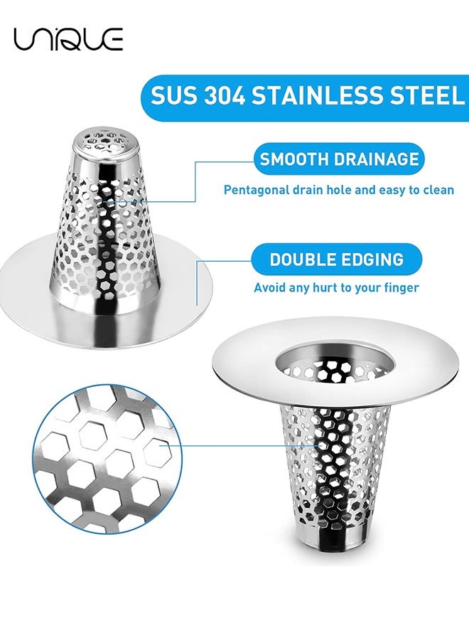 Unique 2PCS Bathroom Sink Drain Strainers, 1" Small Conical Premium Stainless Steel Porous Hair Catcher, Drainer Filter, Fit for 1.20"-1.60", Depth Than 1.60" Drain Hole  - Image 3