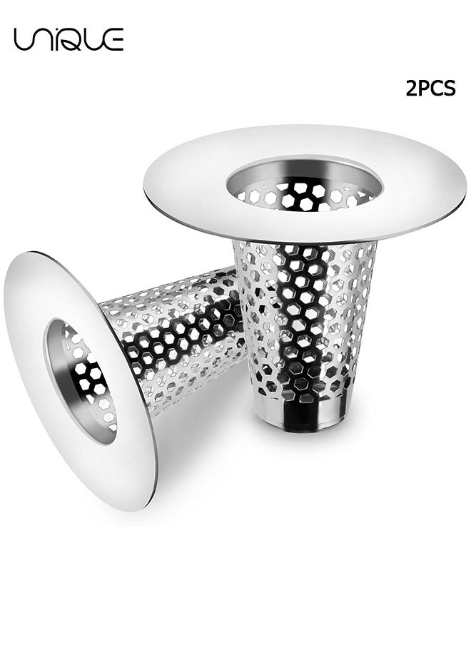 Unique 2PCS Bathroom Sink Drain Strainers, 1" Small Conical Premium Stainless Steel Porous Hair Catcher, Drainer Filter, Fit for 1.20"-1.60", Depth Than 1.60" Drain Hole  - Image 1