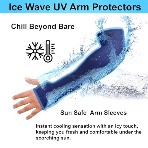 SNMMIFER UV Protection Arm Sleeves with Thumb Holes, Nylon Sun Protection Hand Cover for Running and Cycling, Unisex (1 Pair-Blue) - Image 5